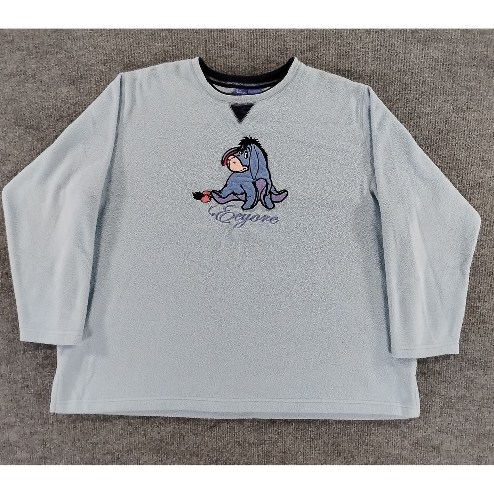 Vintage 90's Disney Size Eeyore Embroidered Fleece Pullover Sweatshirt Y2K